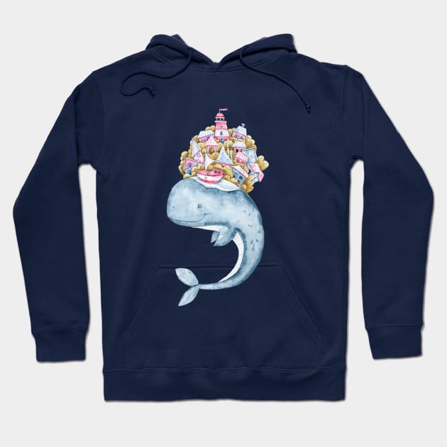 Watercolor hand painted whale painting Hoodie by tiana geo